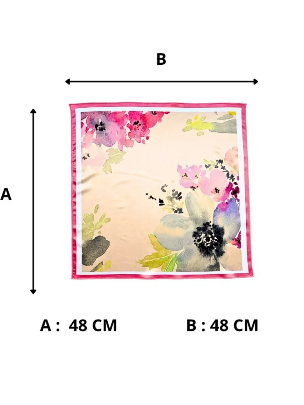 Watercolor Floral Square Scarf 48x48cm | Custom Design Bandana NWOT